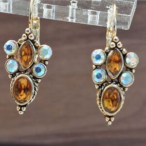 Aurora Borealis Drop Pierced Earrings French Lever Back